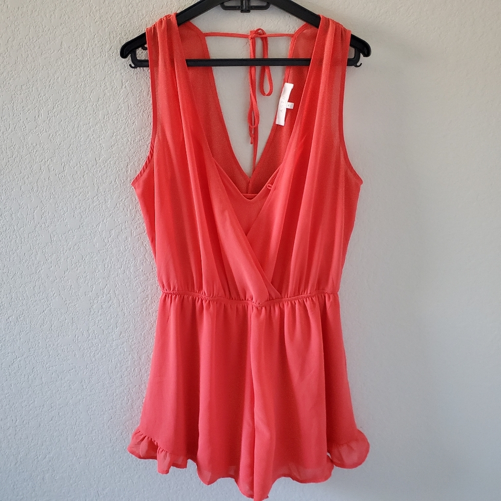 ASTR faux wrap sleeveless romper